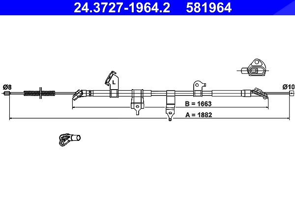 Ate Seilzug, Feststellbremse [Hersteller-Nr. 24.3727-1964.2] für Toyota