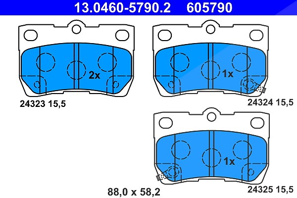 Ate Bremsbelagsatz, Scheibenbremse [Hersteller-Nr. 13.0460-5790.2] für Toyota, Lexus
