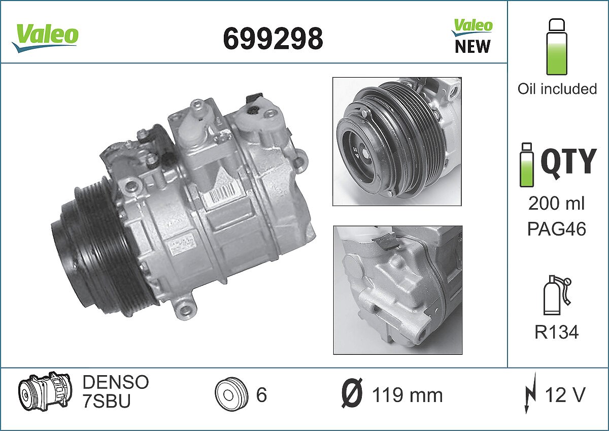 Valeo Kompressor, Klimaanlage [Hersteller-Nr. 699298] für Chrysler, Mercedes-Benz