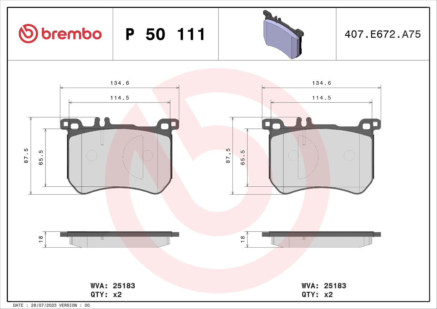 Brembo Bremsbelagsatz, Scheibenbremse [Hersteller-Nr. P50111] für Mercedes-Benz