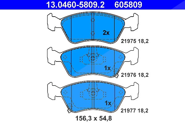 Ate Bremsbelagsatz, Scheibenbremse [Hersteller-Nr. 13.0460-5809.2] für Toyota