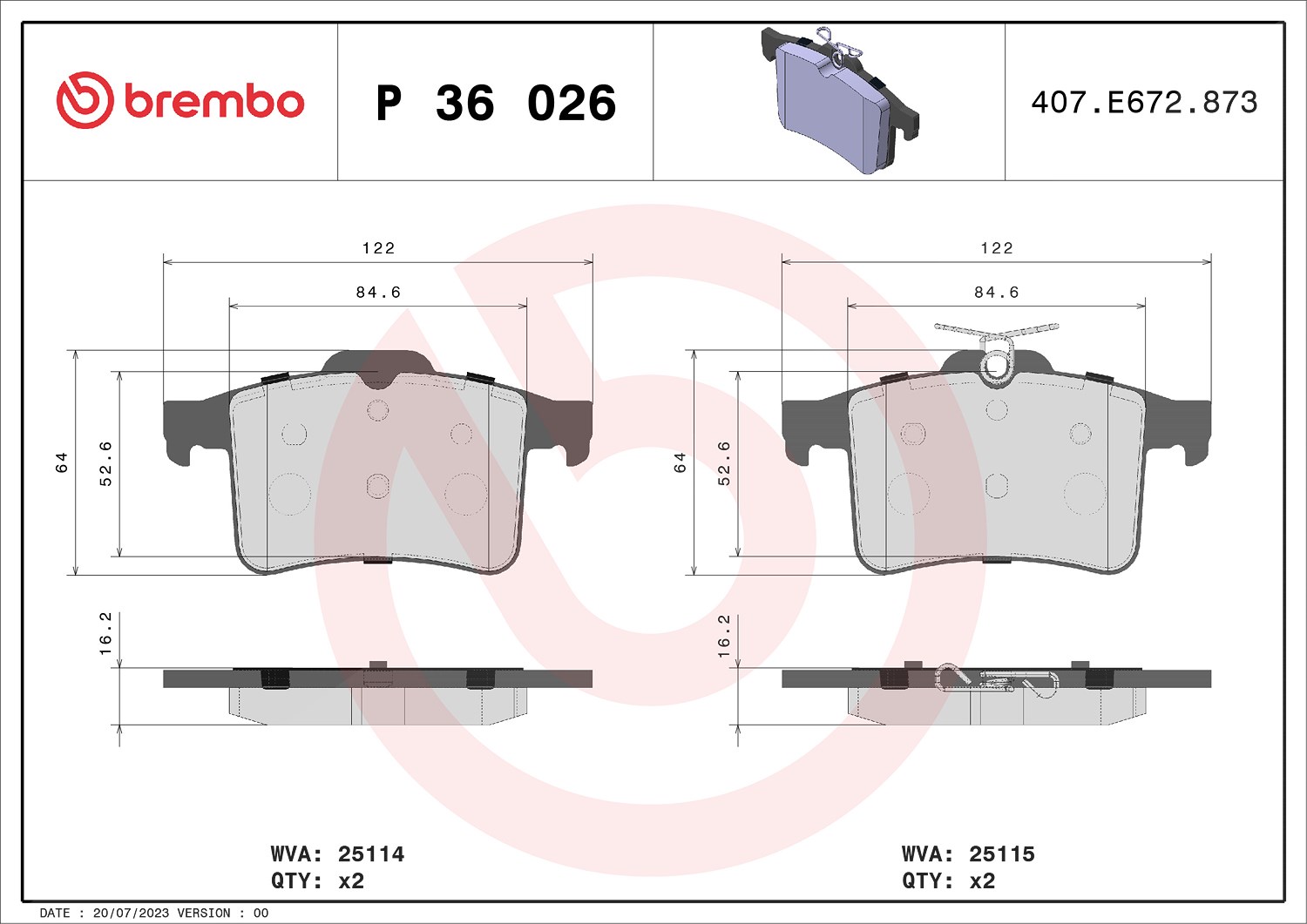Brembo Bremsbelagsatz, Scheibenbremse [Hersteller-Nr. P36026] für Jaguar