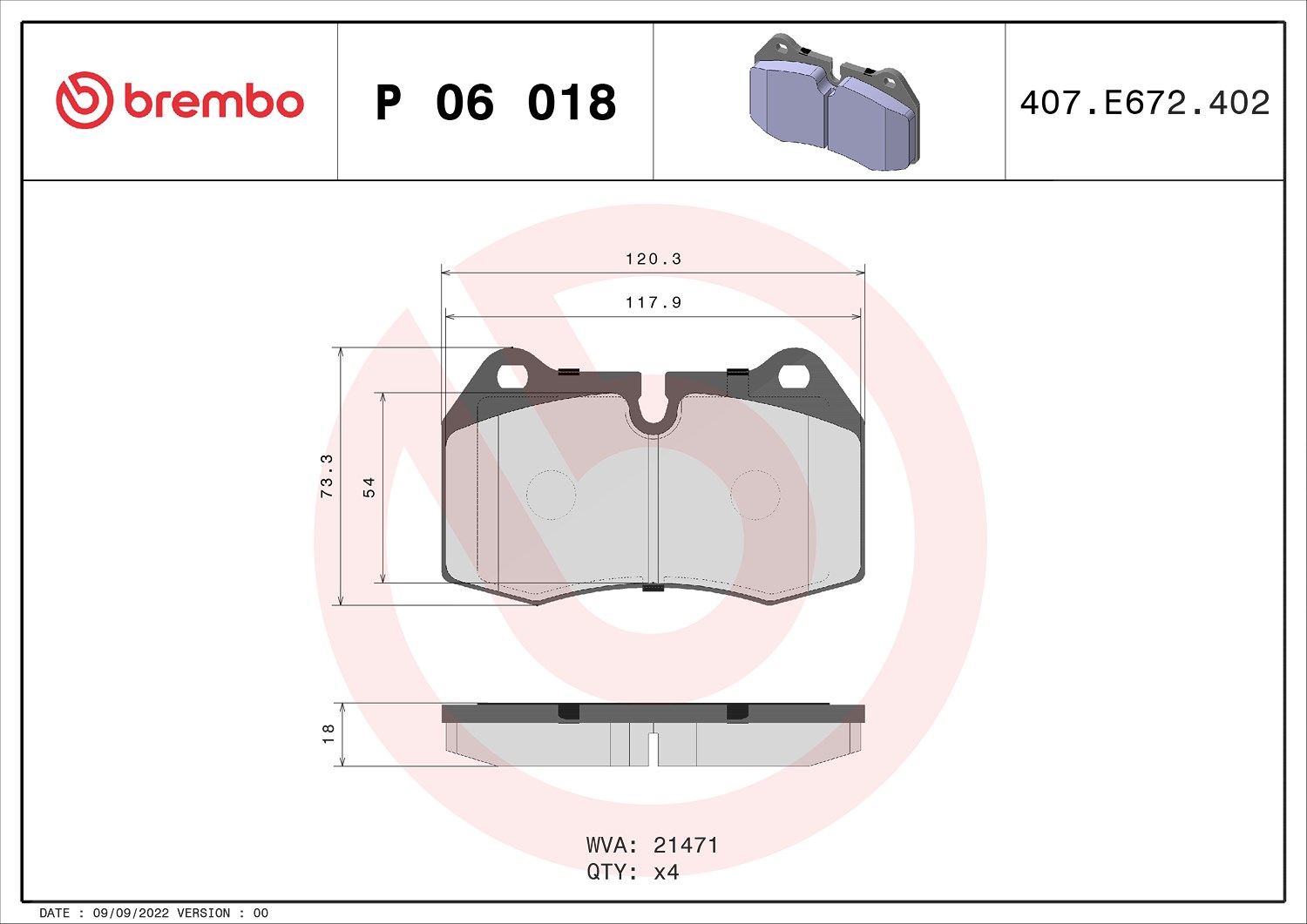 Brembo Bremsbelagsatz, Scheibenbremse [Hersteller-Nr. P06018] für Ferrari, Maserati, BMW