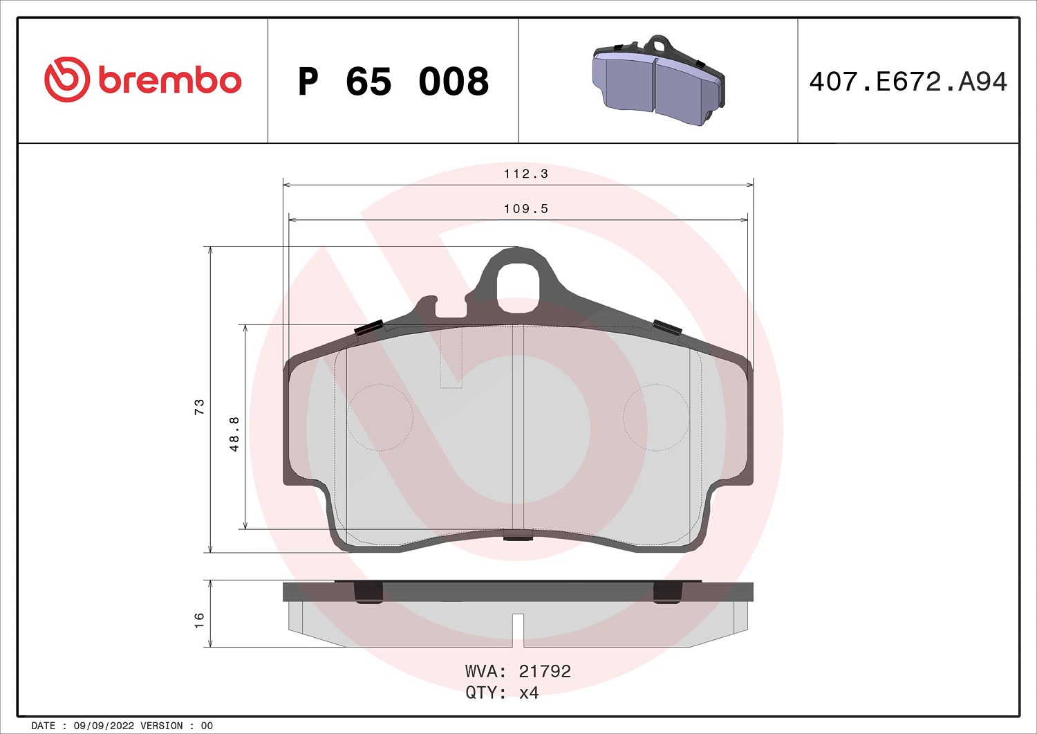 Für BREMBO P 65 008 Brake Pad Set, Disc Brake - Bild 10