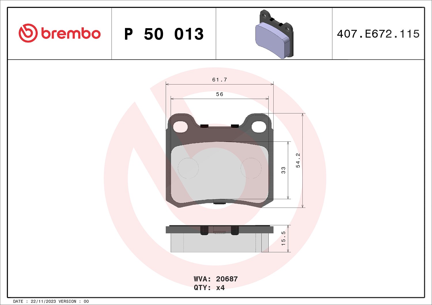 Brembo Bremsbelagsatz, Scheibenbremse [Hersteller-Nr. P50013] für Mercedes-Benz