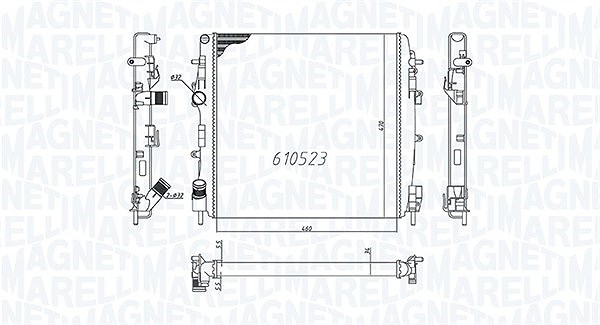 Magneti Marelli Kühler, Motorkühlung [Hersteller-Nr. 350213995000] für Nissan, Renault