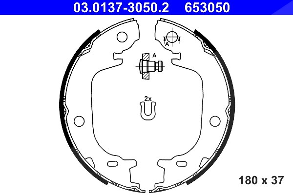 Ate Bremsbackensatz, Feststellbremse [Hersteller-Nr. 03.0137-3050.2] für Toyota