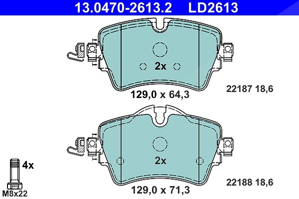 Ate CERAMIC Bremsbelagsatz vorne [Hersteller-Nr. 13.0470-2613.2] für BMW, Mini