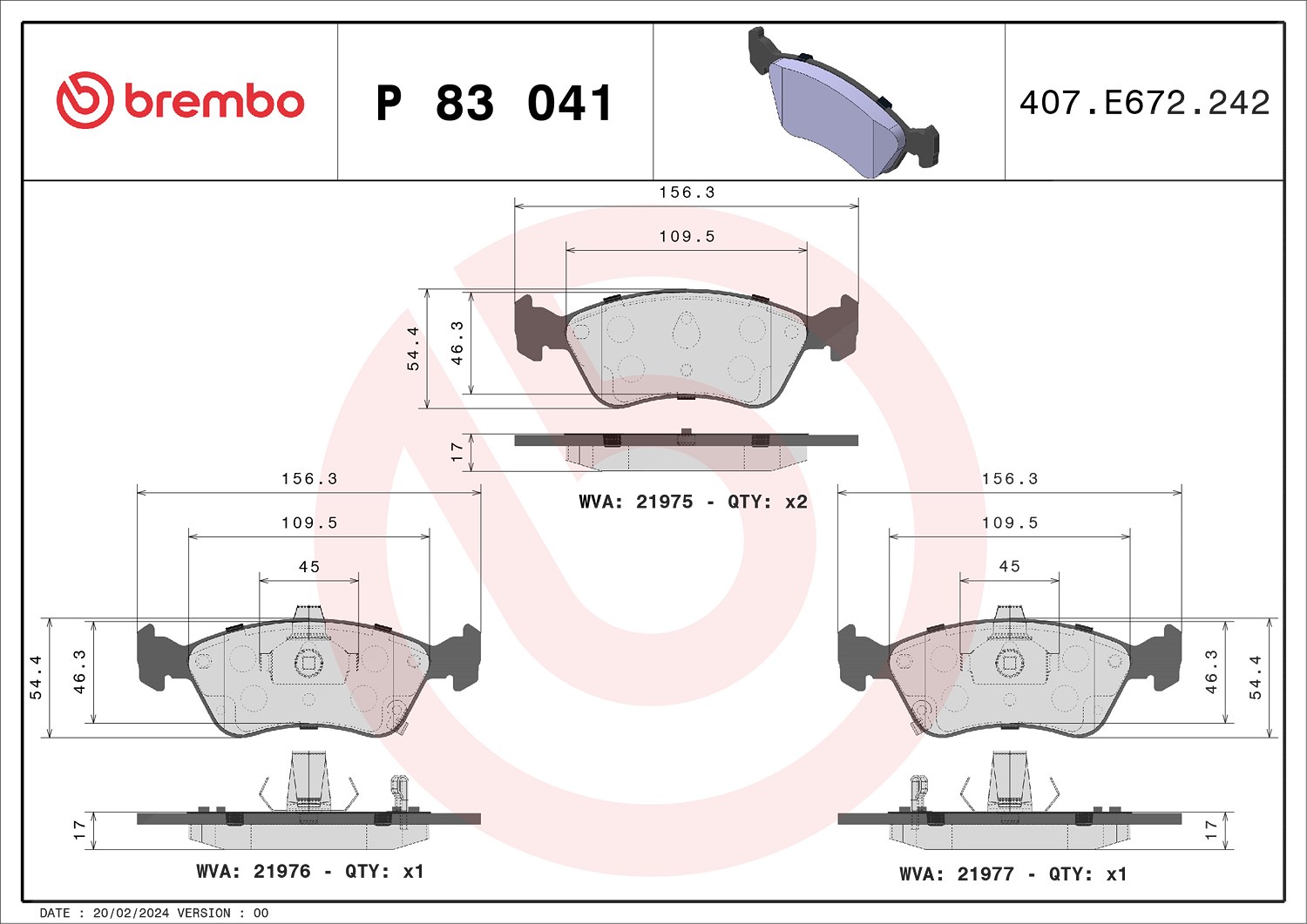 Brembo Bremsbelagsatz, Scheibenbremse [Hersteller-Nr. P83041] für Toyota