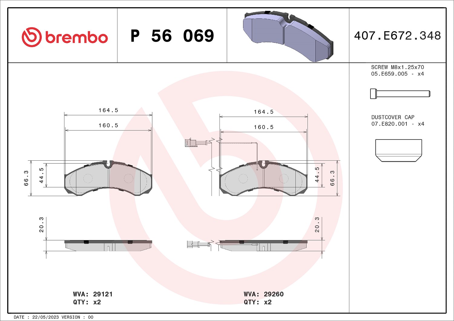 Brembo Bremsbeläge hnten (Satz) [Hersteller-Nr. P56069] für Iveco, Nissan