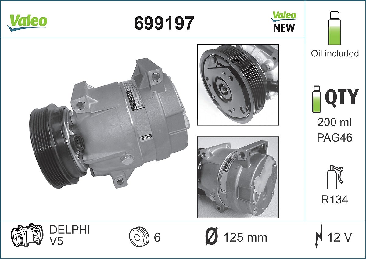 Valeo Kompressor, Klimaanlage [Hersteller-Nr. 699197] für Renault