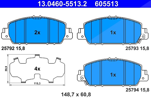 Ate Bremsbelagsatz, Scheibenbremse [Hersteller-Nr. 13.0460-5513.2] für Honda