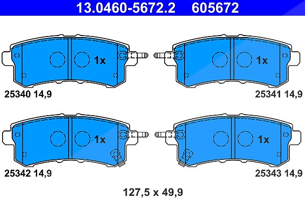 Ate Bremsbelagsatz, Scheibenbremse [Hersteller-Nr. 13.0460-5672.2] für Infiniti, Nissan
