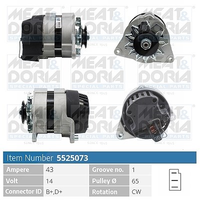 Meat & Doria Generator [Hersteller-Nr. 5525073] für Ford, Mg, Ldv, Morris, Austin, Daimler, Land Rover, Rover, Vauxhall