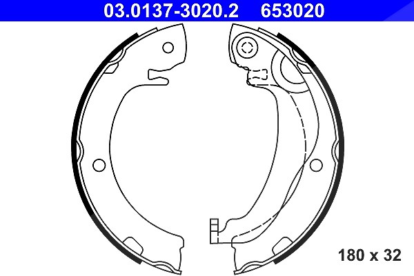 Ate Bremsbackensatz, Feststellbremse [Hersteller-Nr. 03.0137-3020.2] für Toyota