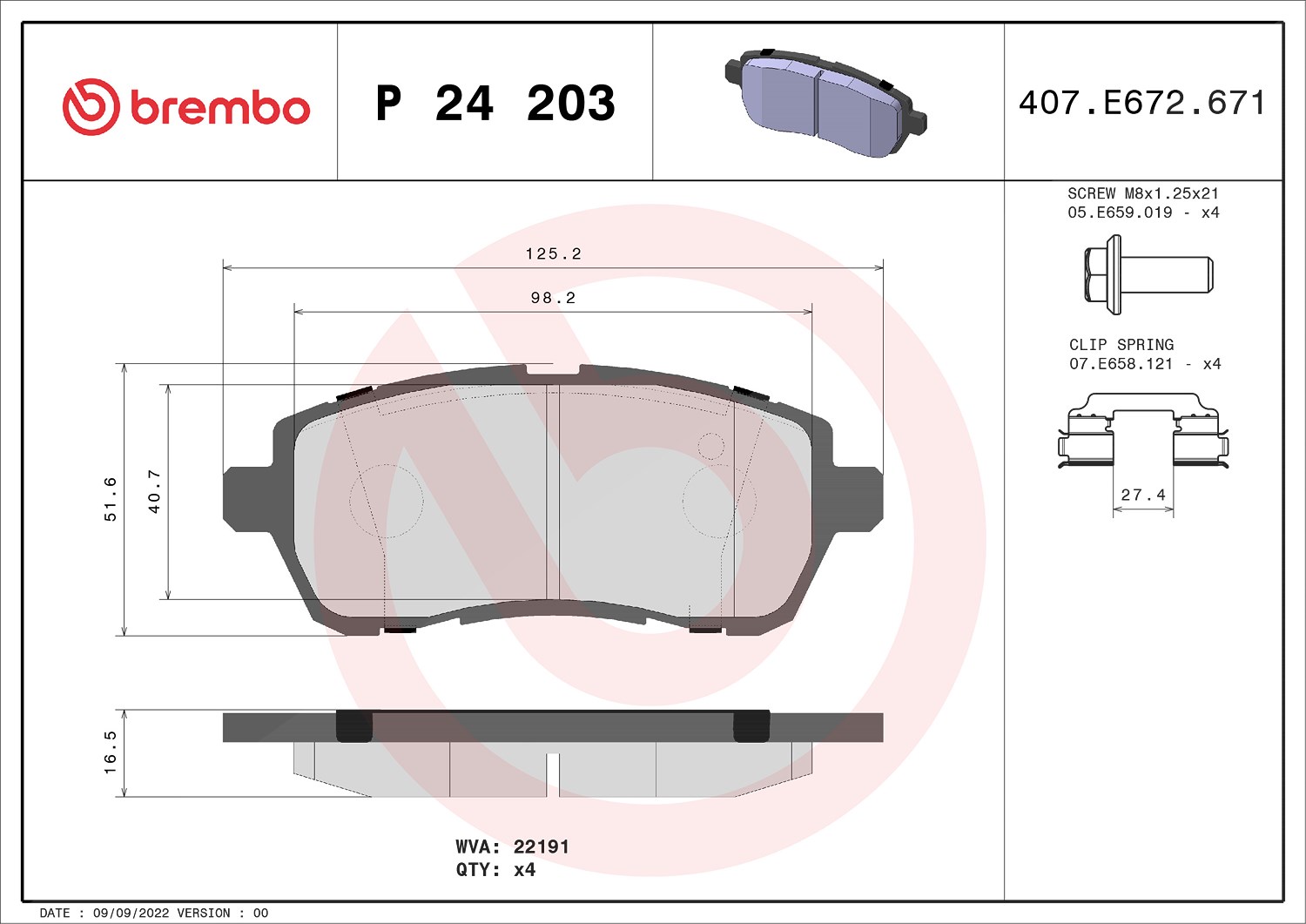 Brembo Bremsbelagsatz, Scheibenbremse [Hersteller-Nr. P24203] für Ford