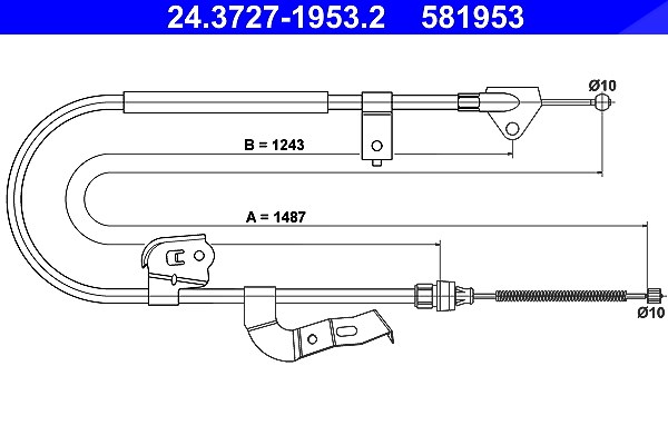 Ate Seilzug, Feststellbremse [Hersteller-Nr. 24.3727-1953.2] für Toyota