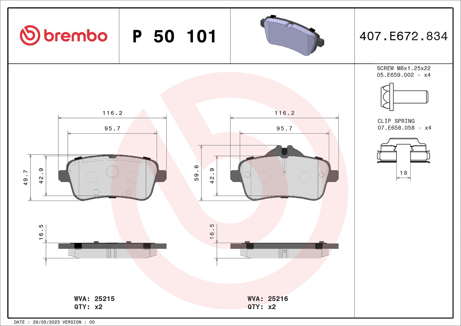 Brembo Bremsbelagsatz, Scheibenbremse [Hersteller-Nr. P50101] für Mercedes-Benz