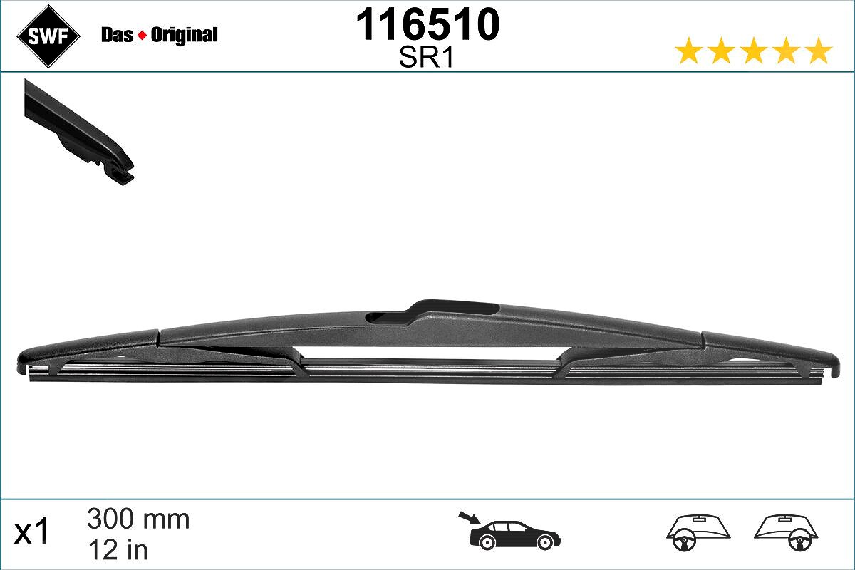 Swf Wischblatt [Hersteller-Nr. 116510] für Citroën, Dodge, Renault, Peugeot, Toyota