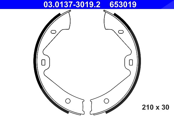 Ate Bremsbackensatz, Feststellbremse [Hersteller-Nr. 03.0137-3019.2] für Porsche, VW