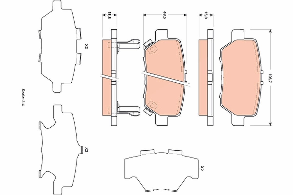 Trw Bremsbelagsatz, Scheibenbremse [Hersteller-Nr. GDB3512] für Honda