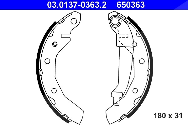 Ate Bremsbackensatz [Hersteller-Nr. 03.0137-0363.2] für Daewoo, Chevrolet