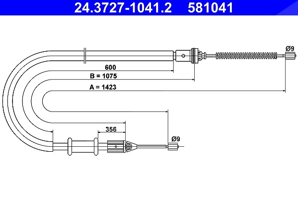 Ate Seilzug, Feststellbremse [Hersteller-Nr. 24.3727-1041.2] für Nissan, Renault