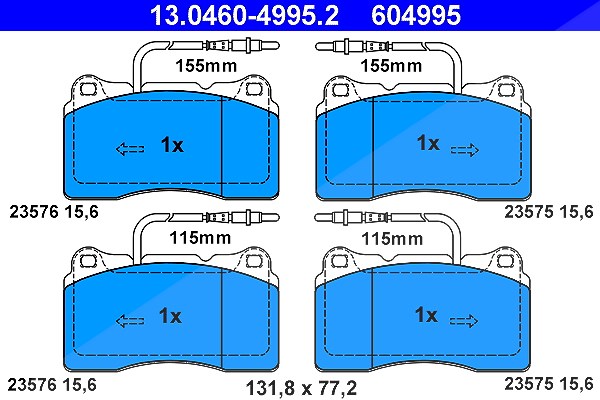 Ate Bremsbelagsatz, Scheibenbremse [Hersteller-Nr. 13.0460-4995.2] für Peugeot, Fiat, Citroën, Lancia