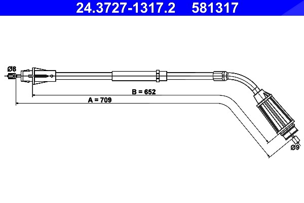 Ate Seilzug, Feststellbremse [Hersteller-Nr. 24.3727-1317.2] für Volvo