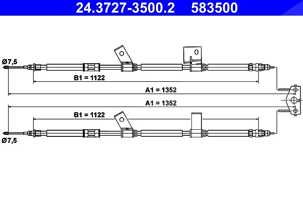 Ate Seilzug, Feststellbremse [Hersteller-Nr. 24.3727-3500.2] für Opel, Vauxhall