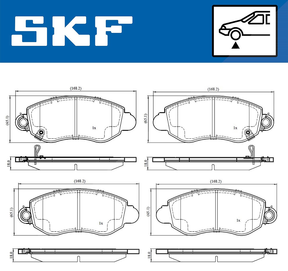 Skf Schwarz Scheibenbremse Bremsbelag Vkbp 80489 A - 4Er Set - Position Vorderachse Höhe 78 Mm Länge 171 Mm Breite 131 Mm Dicke 18 Mm - Oe Qualität - Bild 6