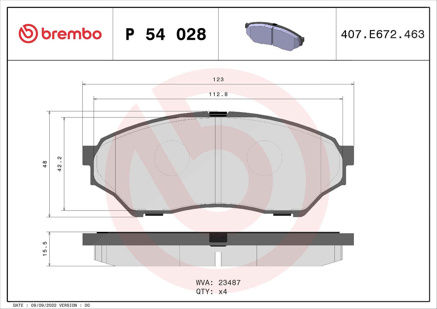 Brembo Bremsbelagsatz, Scheibenbremse [Hersteller-Nr. P54028] für Mitsubishi