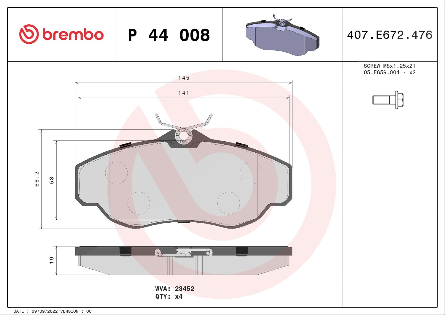 Brembo Bremsbelagsatz, Scheibenbremse [Hersteller-Nr. P44008] für Land Rover