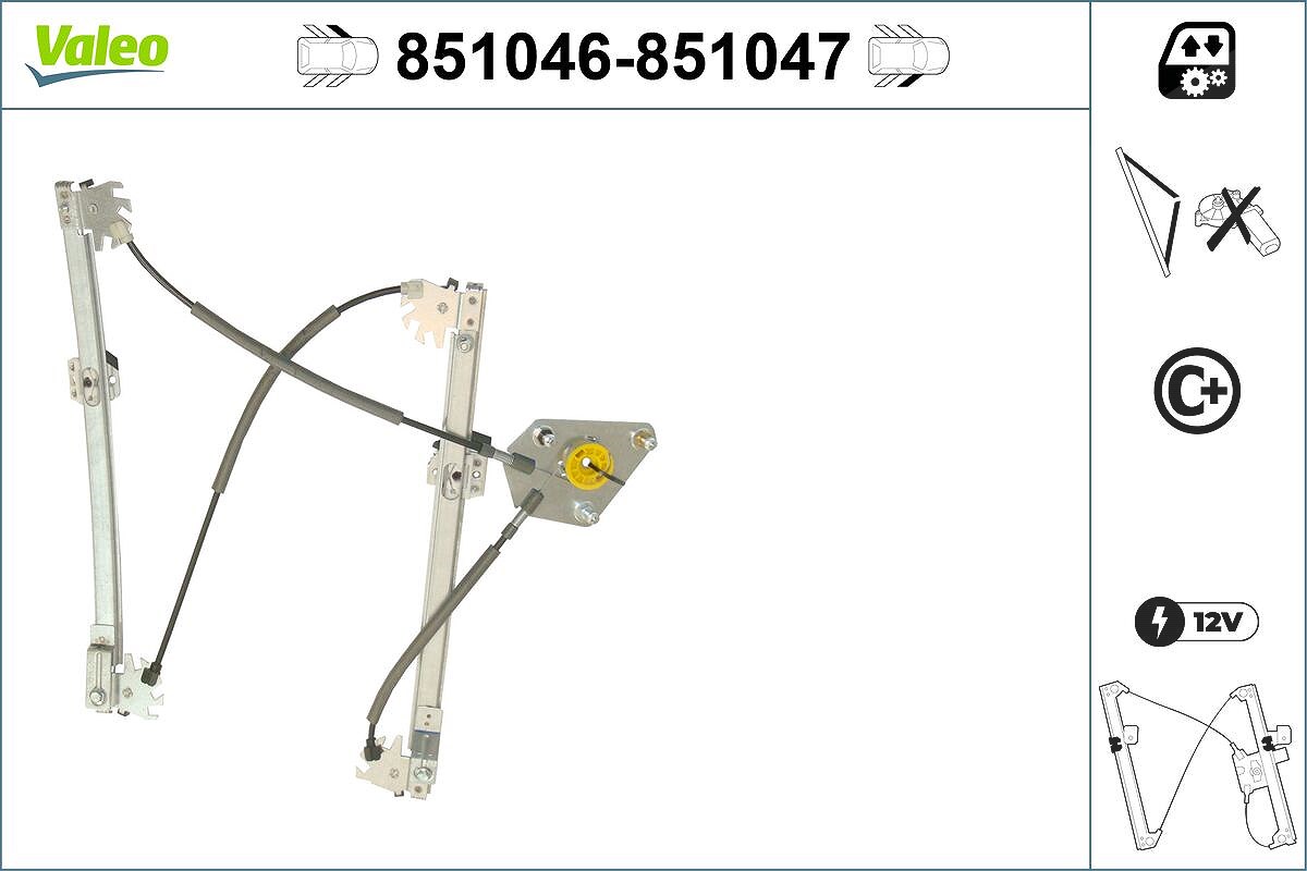 Valeo Fensterheber ohne Motor [Hersteller-Nr. 851046] für VW