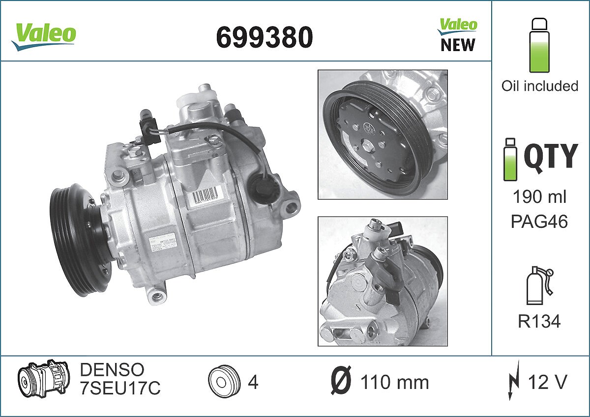 Valeo Kompressor, Klimaanlage [Hersteller-Nr. 699380] für Audi