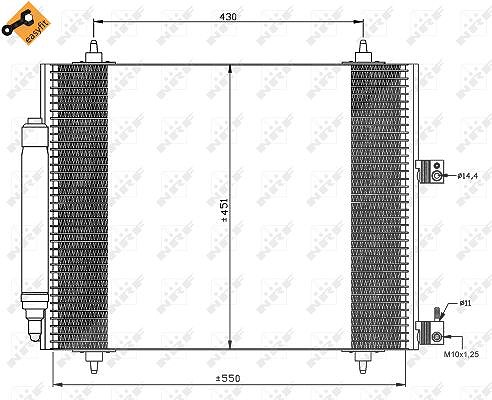 Nrf Kondensator, Klimaanlage [Hersteller-Nr. 35669] für Fiat, Citroën, Peugeot, Lancia