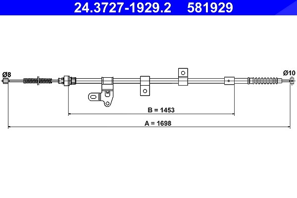 Ate Seilzug, Feststellbremse [Hersteller-Nr. 24.3727-1929.2] für Toyota