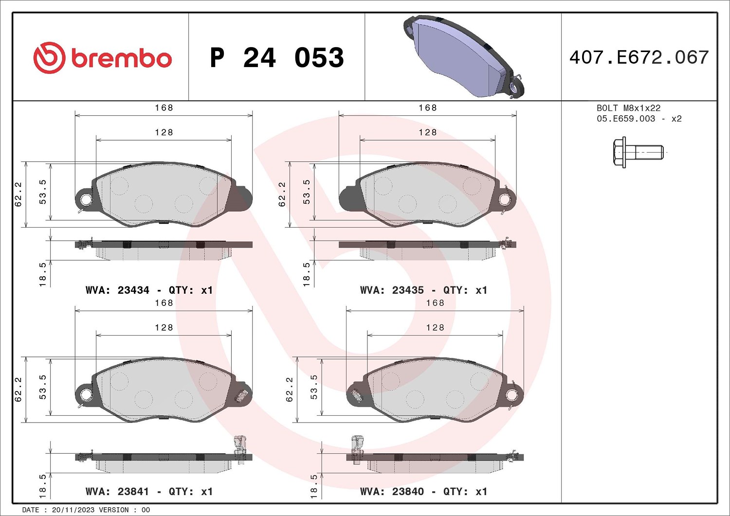 BREMBO Bremsbeläge für Ford Transit Kasten Pritsche Fahrgestell 00-06 - Bild 6