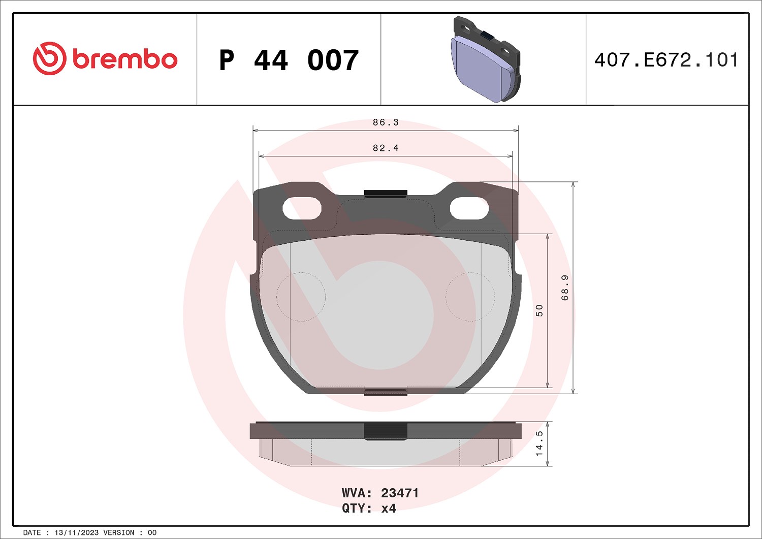 Brembo Bremsbelagsatz, Scheibenbremse [Hersteller-Nr. P44007] für Land Rover