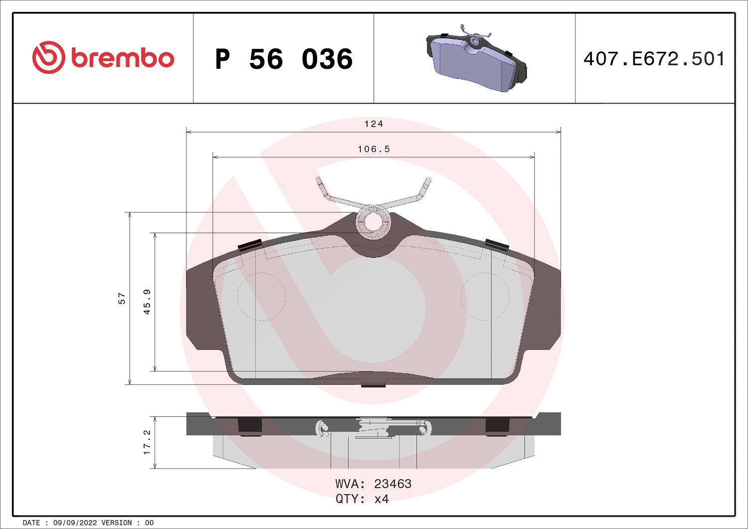Brembo Bremsbelagsatz, Scheibenbremse [Hersteller-Nr. P56036] für Nissan