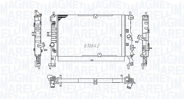 Magneti Marelli Kühler, Motorkühlung [Hersteller-Nr. 350213972000] für Opel, Vauxhall