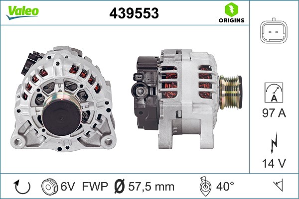 Valeo Generator [Hersteller-Nr. 439553] für Peugeot, Fiat, Citroën