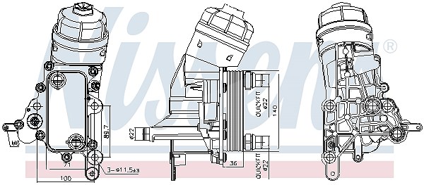 Nissens Ölkühler, Motoröl [Hersteller-Nr. 91343] für Jeep, Alfa Romeo, Vauxhall, Opel, Fiat