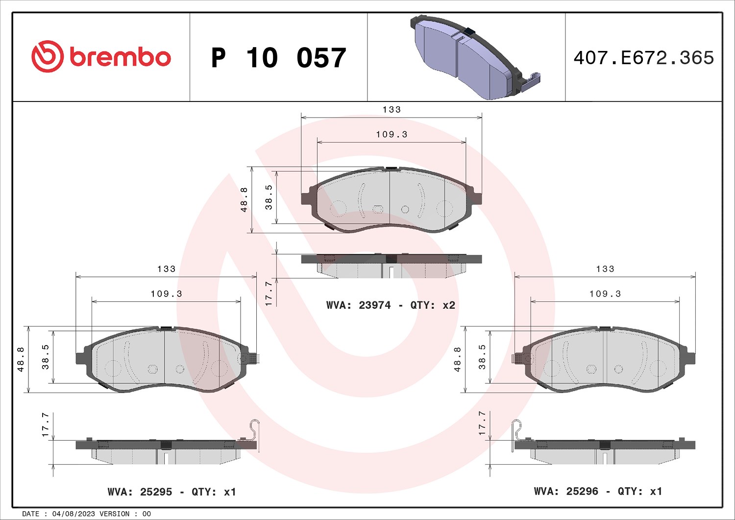 Brembo Bremsbelagsatz, Scheibenbremse [Hersteller-Nr. P10057] für Proton, Daewoo, Chevrolet