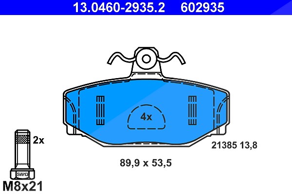 Ate Bremsbeläge hinten (Satz) [Hersteller-Nr. 13.0460-2935.2] für Volvo