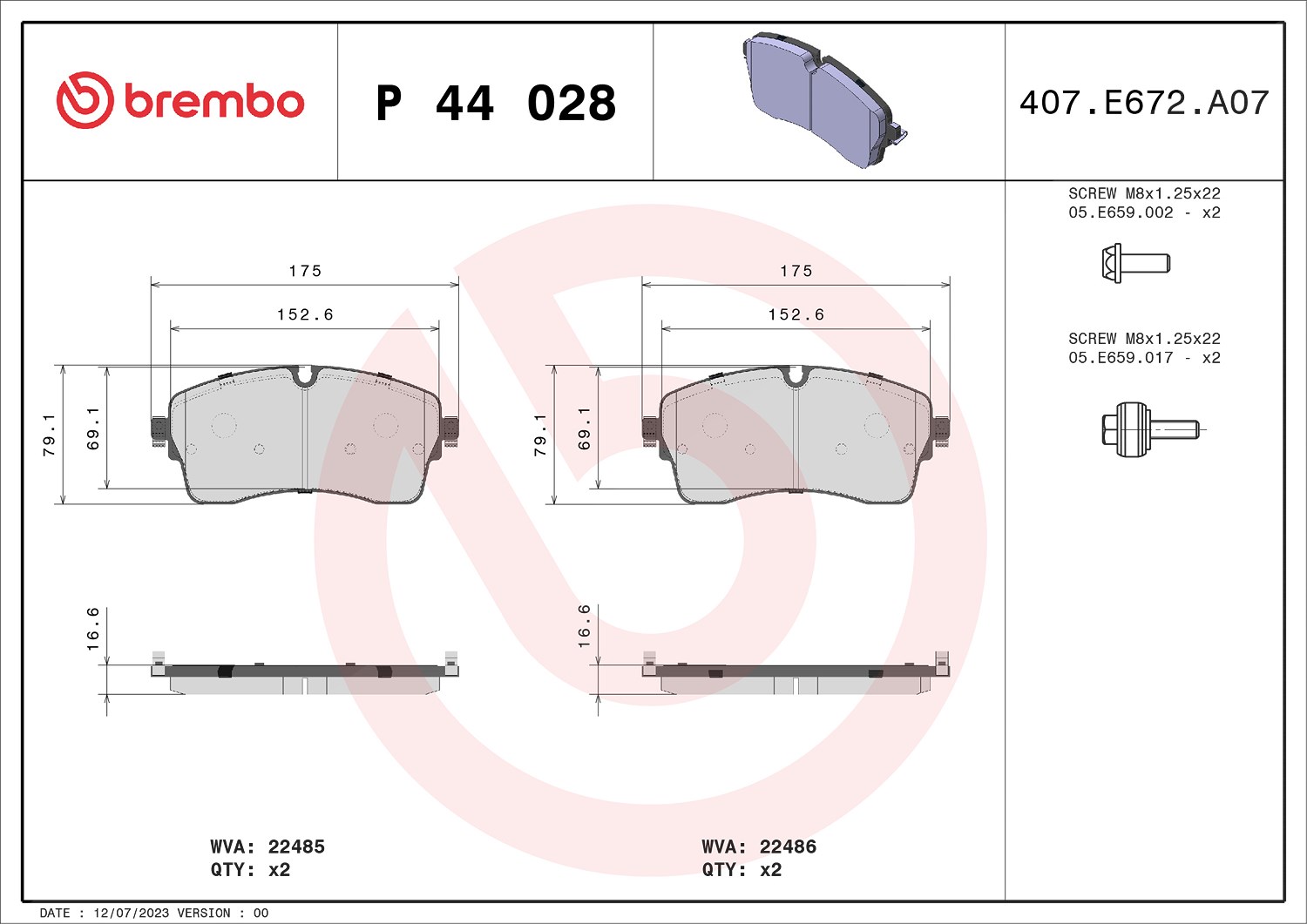 BREMBO Bremsbeläge Vorne für Jaguar E-Pace Land Rover Range Velar 17-25 LR162045 - Bild 7