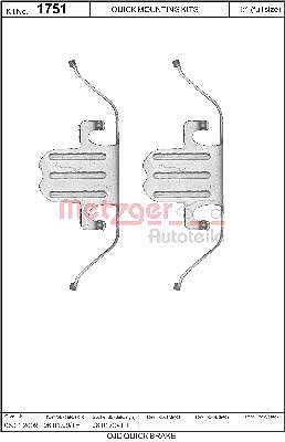 Metzger Autoteile Zubehörsatz, Scheibenbremsbelag [Hersteller-Nr. 109-1751] für Mini, BMW