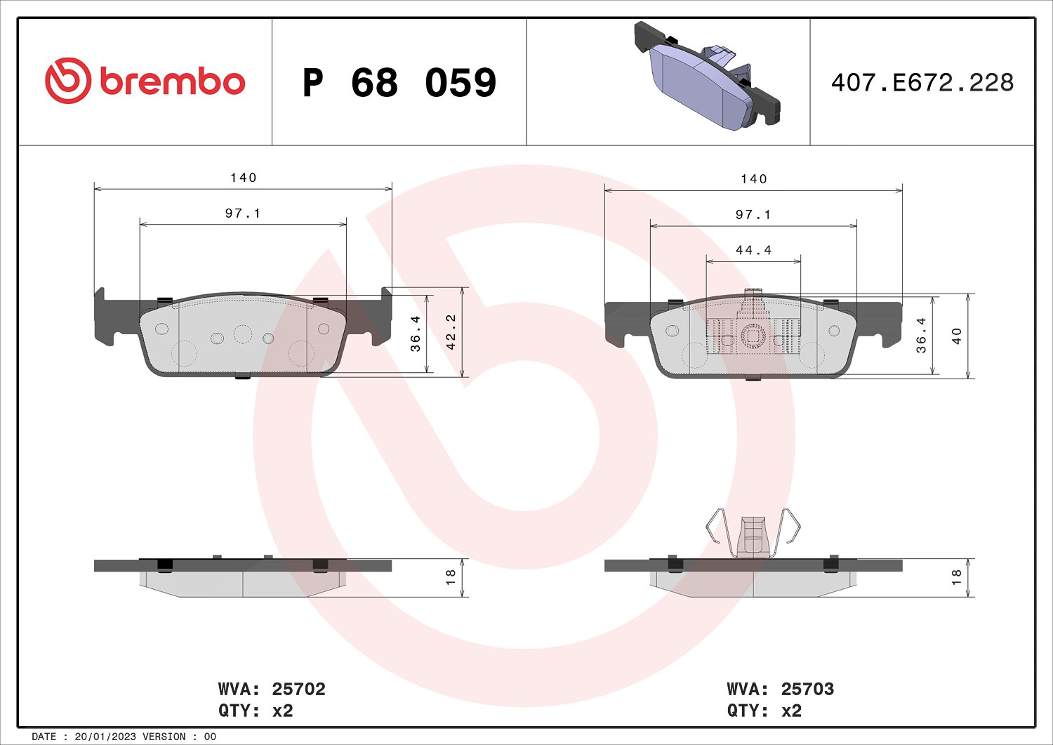 Brembo Bremsbeläge vorne (Satz) [Hersteller-Nr. P68059] für Smart, Renault, Dacia