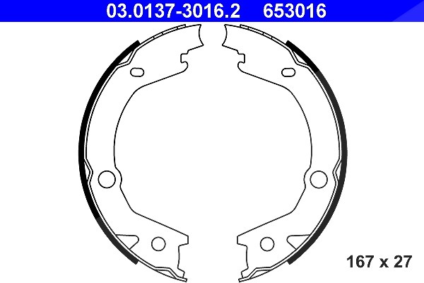 Ate Bremsbackensatz, Feststellbremse [Hersteller-Nr. 03.0137-3016.2] für Kia, Hyundai