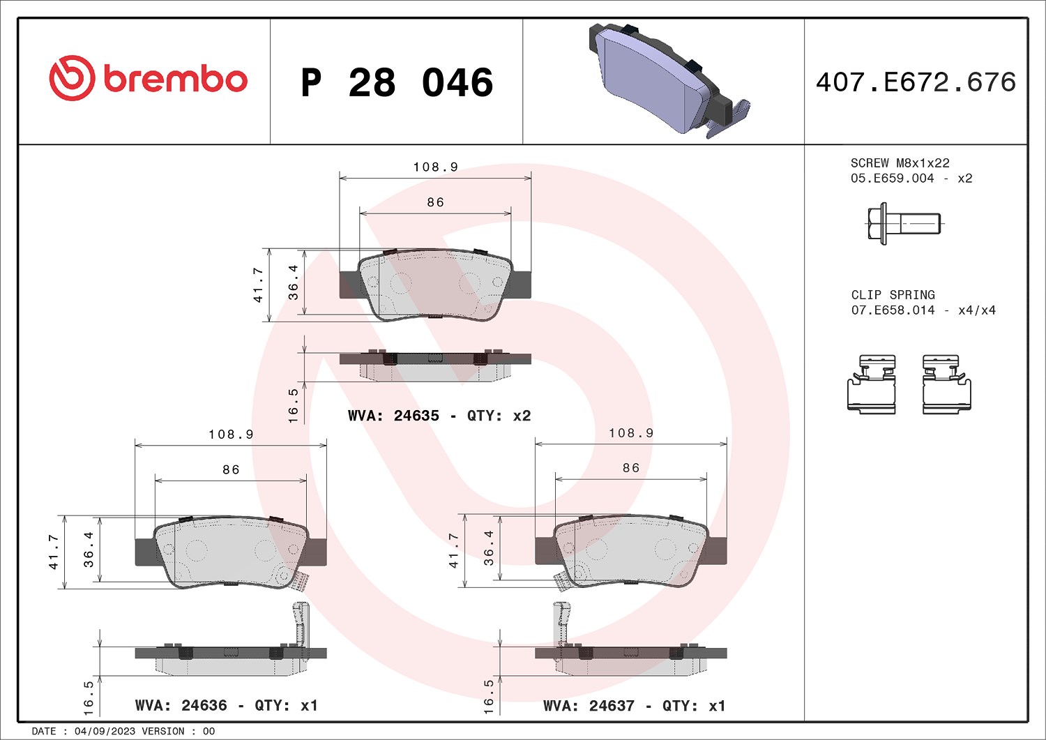 Brembo Bremsbelagsatz, Scheibenbremse [Hersteller-Nr. P28046] für Honda